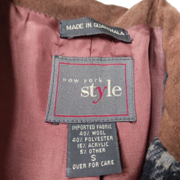 Vintage New York Style Wool Blend Patchwork Plaid Blazer Jacket Womens Small - Picture 6 of 12